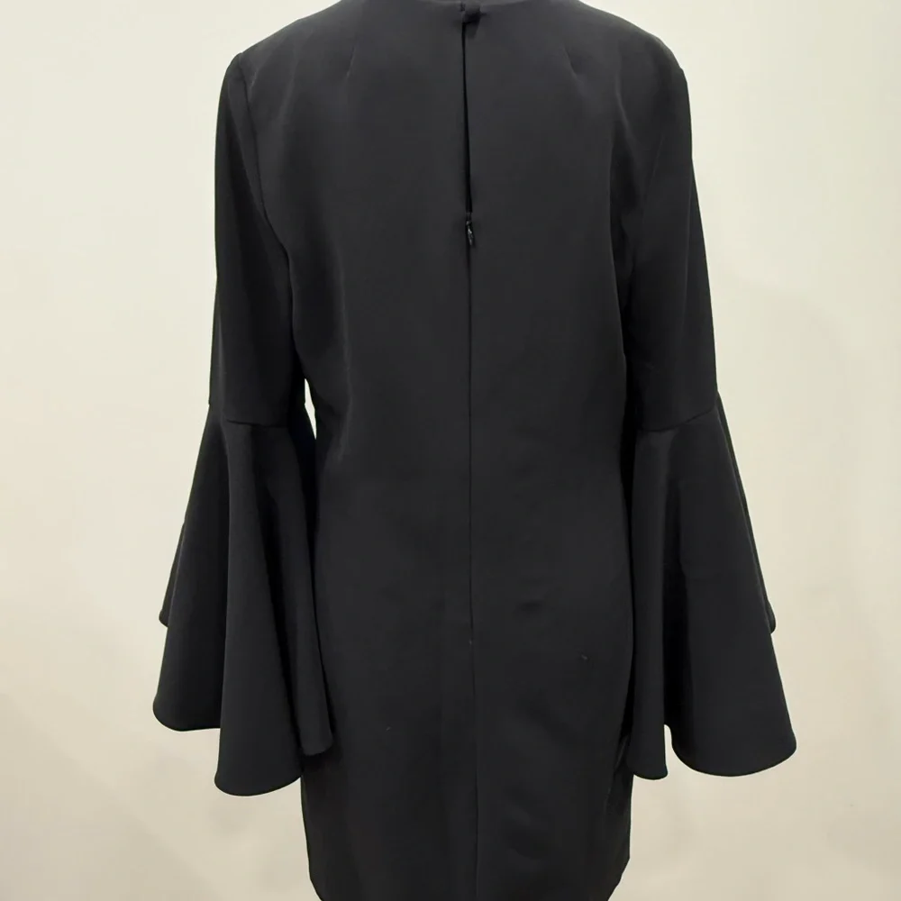 Milly Black V-Neck Bell Sleeve Cocktail Dress - Picture 3 of 9